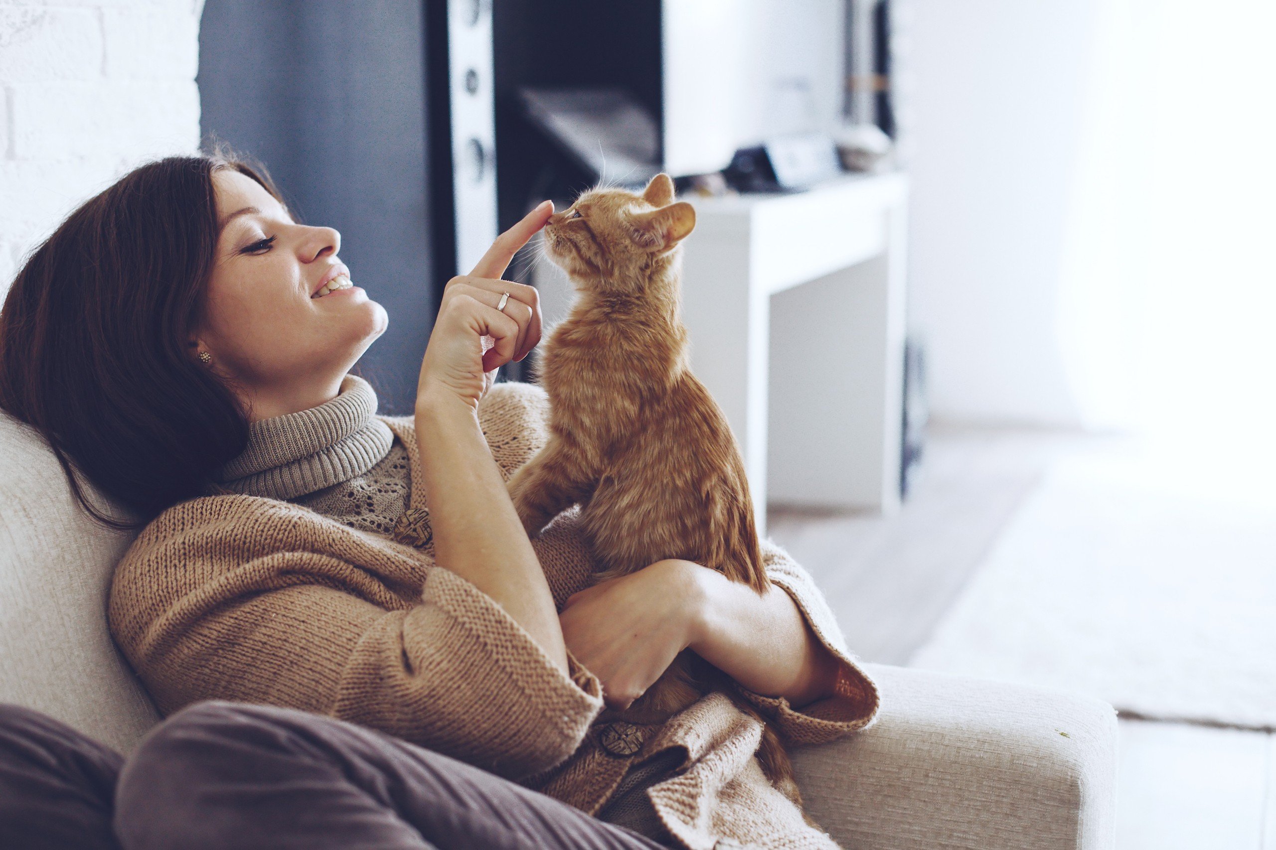 Woman with Her Pet Cat